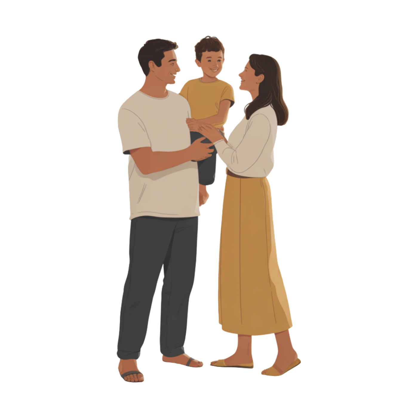 Famille dans un logement rénové et confortable